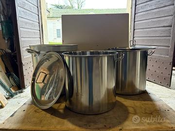 Lotto 3 pentoloni Agnelli inox/alluminio