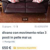 2 divani in pelle 3 posti
