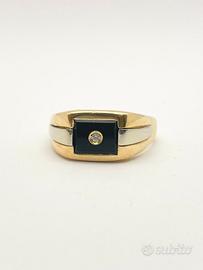 Anello oro 18KT con onice e diamante naturale