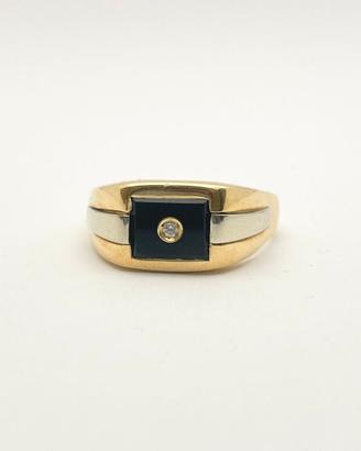 Anello oro 18KT con onice e diamante naturale