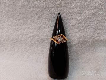 Anello oro 750 18 KT brillante diamante 4mm 