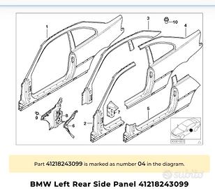 Fiancata posteriore sinistra per BMW E46
