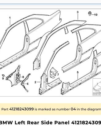 Fiancata posteriore sinistra per BMW E46