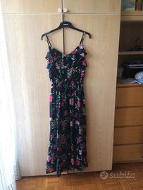 Vestito lungo donna NUOVO nero fiori Pimkie