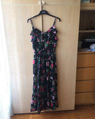 Vestito lungo donna NUOVO nero fiori Pimkie