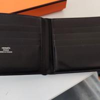 portafoglio Hermes in pelle nera nuovo