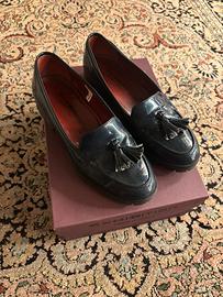 Mocassino blu vernice donna