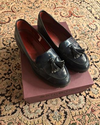 Mocassino blu vernice donna