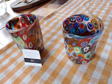 Bicchieri vetro murano con murrine e oro