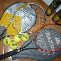 2 racchette tennis  con palline