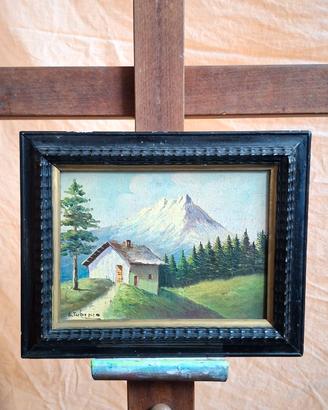 Splendido dipinto vintage ad olio su tela firmato