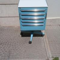 Mobile cassettiera mobiletto celeste con ruote 