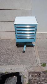 Mobile cassettiera mobiletto celeste con ruote 