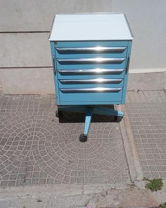 Mobile cassettiera mobiletto celeste con ruote 