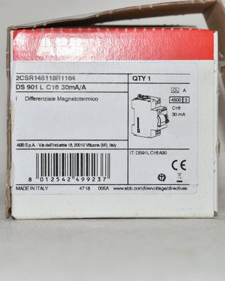 Differenziale Magnetotermico ABB DS 901 L C16 30mA