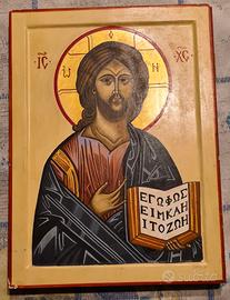 Icona bizantina dipinta a mano - Cristo Pantocrato