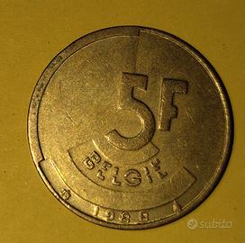 23 monete Belgio 5 Franchi 1989 BELGIE