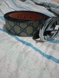 Cintura Gucci GG made in Italy Supreme beige/blu c