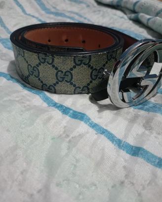 Cintura Gucci GG made in Italy Supreme beige/blu c