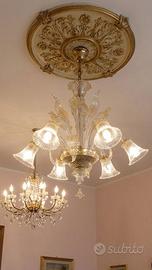 Coppia di Lampadari Vintage d'Epoca (Vetro stile M