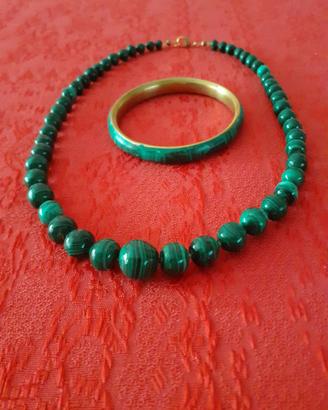 Collana e bracciale in malachite