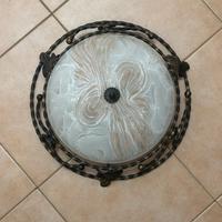 Due plafoniere in ferro battuto bronzo