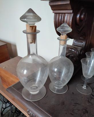 Servizio bicchieri vetro soffiato anni '30