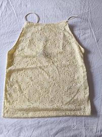 canottiera Primark gialla con pizzo tg.XS nuova 