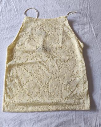 canottiera Primark gialla con pizzo tg.XS nuova 