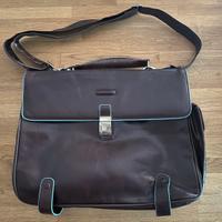 Borsa Piquadro in pelle Porta PC marrone/turchese