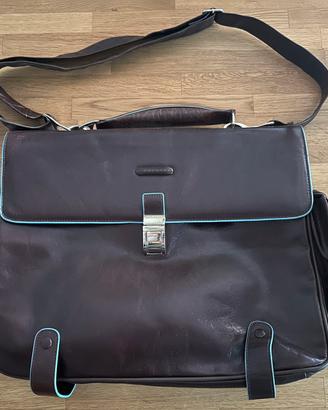Borsa Piquadro in pelle Porta PC marrone/turchese