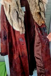 cappotto in pelle donna con collo pelliccia