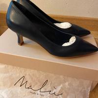 Décolleté vera pelle blu N°36 Nuove, mai indossate