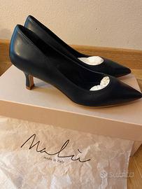 Décolleté vera pelle blu N°36 Nuove, mai indossate