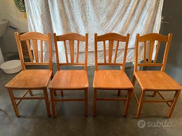 Set 4 sedie in legno massello