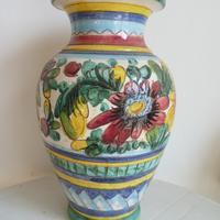 Vaso terracotta decorato e dipinto H.cm.35 vintage
