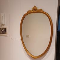 Elegante specchio ovale legno oro 55x85 -1950
