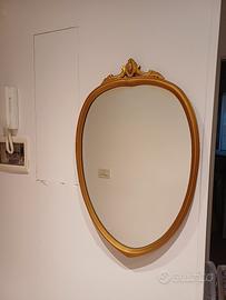 Elegante specchio ovale legno oro 55x85 -1950