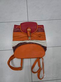 zaino in pelle design patchwork multicolore