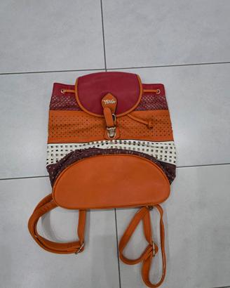 zaino in pelle design patchwork multicolore