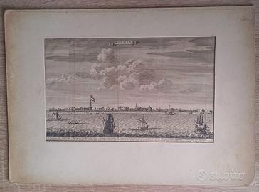 Incisione Seicentesca Veduta KOCHIN Cochin 1680
