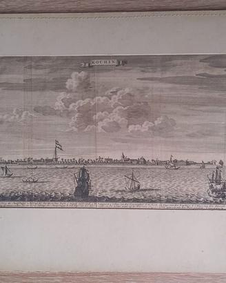 Incisione Seicentesca Veduta KOCHIN Cochin 1680