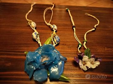 2 Collane artigianali con fiori decorativi