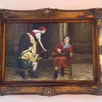 Quadro dipinto a mano con cornice dorata