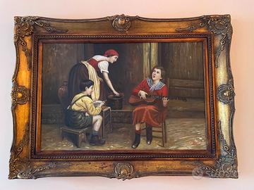 Quadro dipinto a mano con cornice dorata
