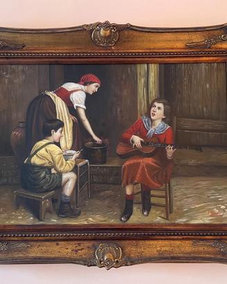 Quadro dipinto a mano con cornice dorata