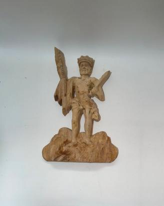 Antica scultura Re Artù / San Galgano in legno fir