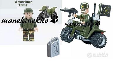2 minfigure 2 moto soldato american army tipo lego