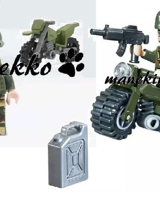 2 minfigure 2 moto soldato american army tipo lego