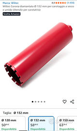 Corona Diamantata Wiltec  D 132  L400 mm